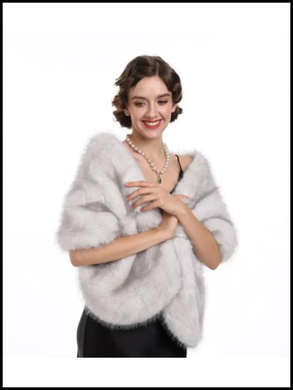 Luxurious Faux Fur Scarf Wrap Collar Shrug Poncho for Wedding Party Winter
